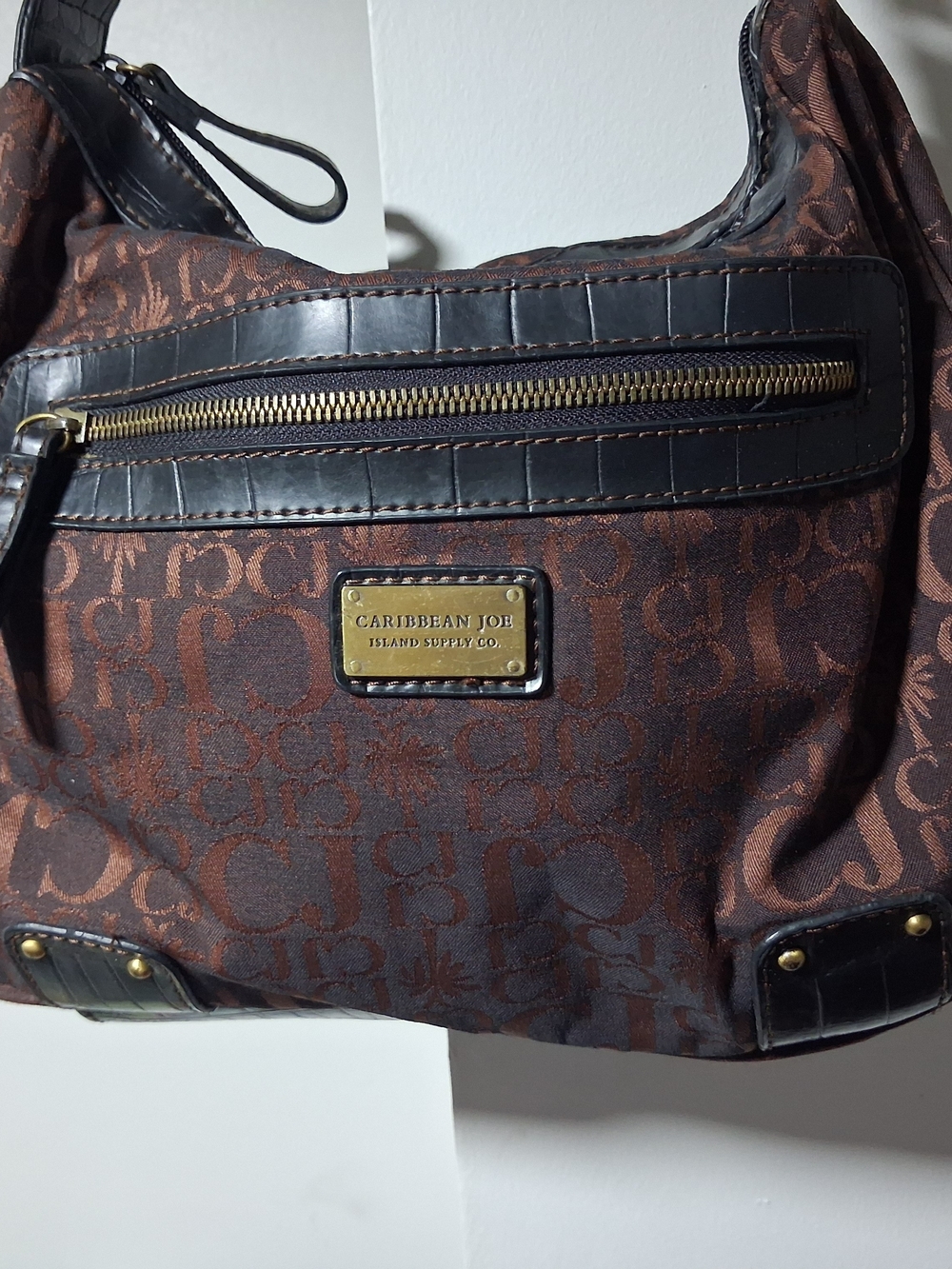 Caribbean Joe Brown Monogram Shoulder Bag